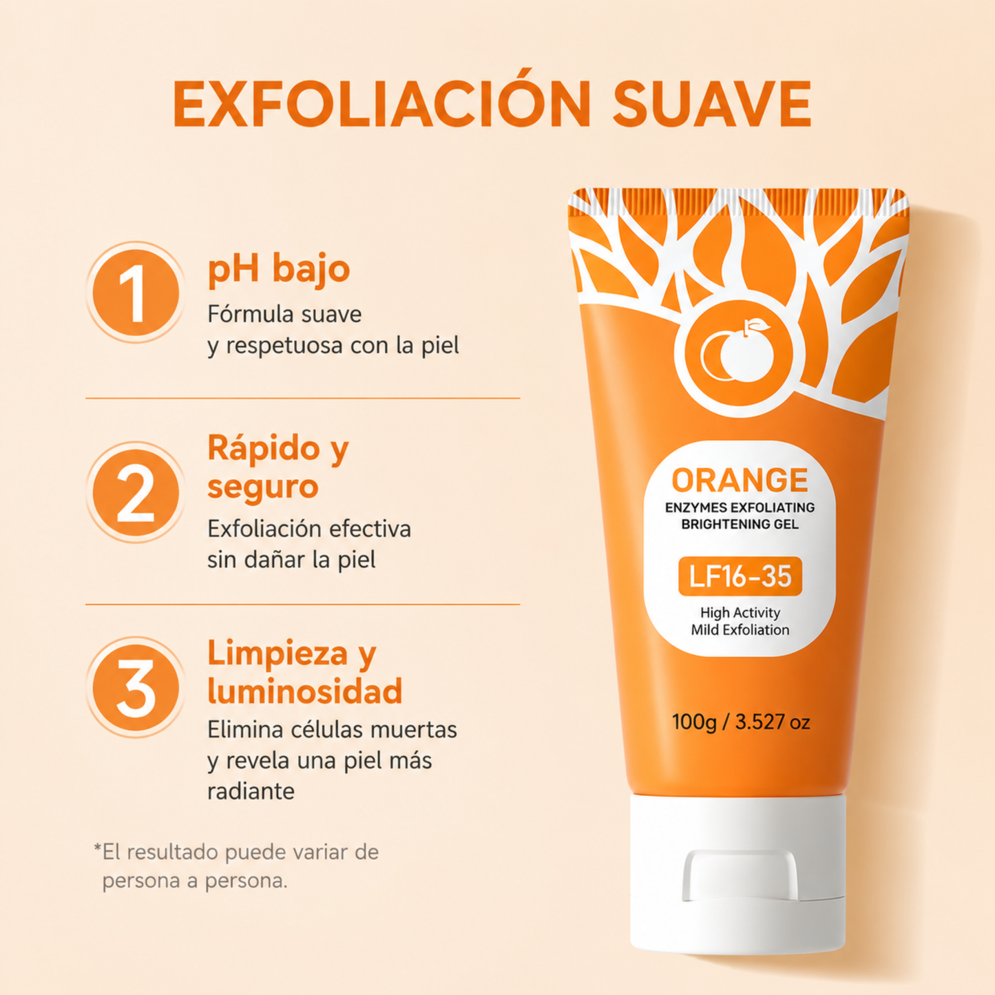 Gel Exfoliante Aclarante ORANGE de Alta Actividad y Suavidad